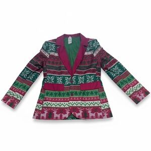 Festive Green and Red Women's Blazer